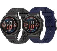 Correa Compatible con Garmin Fenix 8, 20/22/26mm QuickFit. Pulsera de Silicona con Hebilla Metálica para Enduro, Fenix, Tactix, Descent, Instinct, epix, Approach, Forerunner (Azul+Negro, 22mm)