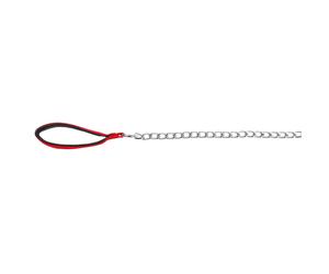Correa con Cadena y Asa de Nylon Acolchada para Perros Rojo - 1 m x 3 mm