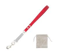 Correa Corta antitirones de Cuero con Resorte, para Perros medianos y Grandes, España. Rojo. 45 CM.