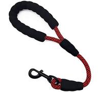 Correa corta para perro, correa de tráfico de cuerda de 18 pulgadas con mango acolchado, correa de nailon fuerte de 1/2 pulgada para perros medianos y grandes (rojo)