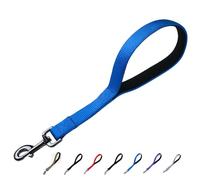 Correa corta para perro Cyclpet con nailon suave y asa acolchada. (12 pulgadas, azul clásico)