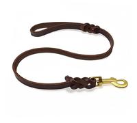Correa Cuero Marrón Perro Pequeño, Mediano y Grande - con Enganche de Metal Robusto y Asa Suave - Cómoda de sostener - Adecuado para Adiestramiento, Correr y Senderismo, 120cm