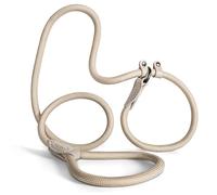 Correa de 150 cm para perros grandes y pequeños - Collar con correa integrada - Slip Leash & Correa de entrenamiento para perros - Correa guía para labrador y retriever - Amortiguador (Taupe, hasta 5