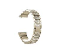 Correa de acero de Metal for mujer, pulsera de diamantes de 18mm, 20mm y 22mm ,for reloj for Garmin Vivoactive 4 4S/Venu 3 3S/2 2S/SQ/Vivomove HR (Color : Champagne gold, Size : 18mm)