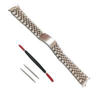 Correa de acero inoxidable 316L con extremo curvado plateado vintage Jubilee de 18 mm, 19 mm, 20 mm, 21 mm, para reloj Seiko serie 5 (20 mm)