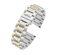 Correa de acero inoxidable con extremo curvado for hombre, pulsera de cadena de reloj de Metal de 20mm y 22mm, compatible con for Seiko for Timex for Citizen for Casio(C Silver golden,20mm)