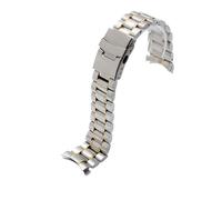 Correa de acero inoxidable con extremo curvado for hombre, pulsera de cadena de reloj de Metal de 20mm y 22mm, compatible con for Seiko for Timex for Citizen for Casio(A Silver golden,18mm)