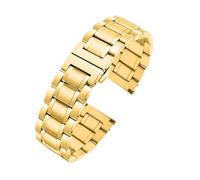 Correa de acero inoxidable con extremo curvado for hombre, pulsera de cadena de reloj de Metal de 20mm y 22mm, compatible con for Seiko for Timex for Citizen for Casio(C golden,22mm)