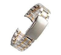 Correa de acero inoxidable con extremo curvado for hombre, pulsera de cadena de reloj de Metal de 20mm y 22mm, compatible con for Seiko for Timex for Citizen for Casio(B Silver golden,24mm)