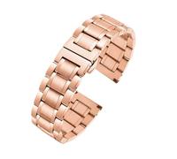 Correa de acero inoxidable con extremo curvado for hombre, pulsera de cadena de reloj de Metal de 20mm y 22mm, compatible con for Seiko for Timex for Citizen for Casio(C Rose gold,22mm)