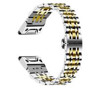 Correa de acero inoxidable de 20/22/26 mm apta for Garmin Fenix 8/Fenix 7/Fenix 6/Fenix 5/EPIX 2/Fenix 7X/6X(Silver Gold,20mm For Fenix 6S 6SPro)