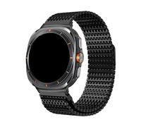 Correa de acero inoxidable for Samsung Watch Ultra Correa de cadena de aguja Correa de acero for Galaxy Watch7 Ultra 47MM Accesorios de banda(Black,Silver Connector)