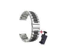 Correa de acero inoxidable para Xiaomi Mi Watch (22 mm, color plata y negro) con cierre rápido de 22