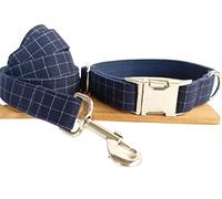 Correa de Adiestramiento Patrón De Tela Escocesa Collar De Perro Mascota Correa Collar Cómodo Collar Suministros para Mascotas Collar De Perro Suave Correa Antitirones Perro (Color : Blue, Size : 31