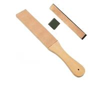 Correa de Afilado Afilador de cuchillos cuero con mango largo 280 mm, kit pulido y afilado for cuchillas para Peluquero Maquinilla de Afeitar Recta(Type 2)