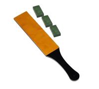 Correa de Afilado Kit de bloque afilar cuchillos con compuesto pulido y correa cuero doble cara para Peluquero Maquinilla de Afeitar Recta(Set D)