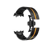 Correa de ajuste rápido de acero inoxidable for Huawei Watch D2, correa con hebilla de mariposa de Metal sin huecos, pulsera for Huawei Watch D2(Black Orange)