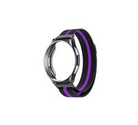 Correa de ajuste rápido sin espacios, for Samsung Galaxy watch 6 classic 47mm 43mm Milanese Band + funda de pantalla suave hueca de TPU(Color:Black+purple,Size:43mm)