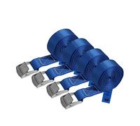 Correa de amarre cinturón de amarre con hebilla - azul - 1m 2,5m 4m 6m - diferentes cantidades resistente a 250 kg DIN EN 12195-2, 4 piezas 2.5 cm x 4 m