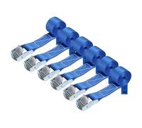 Correa de Amarre cinturón de Amarre con Hebilla - Azul - 1m 2,5m 4m 6m - Diferentes cantidades Resistente a 250 kg DIN EN 12195-2, 6 Piezas 2.5 cm x 1 m