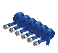 Correa de amarre cinturón de amarre con hebilla - azul - 1m 2,5m 4m 6m - diferentes cantidades resistente a 250 kg DIN EN 12195-2, 6 piezas 2.5 cm x 6 m