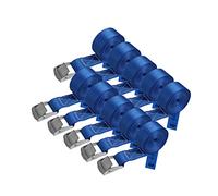 Correa de amarre cinturón de amarre con hebilla - azul - 1m 2,5m 4m 6m - diferentes cantidades resistente a 250 kg DIN EN 12195-2, 10 piezas 2.5 cm x 2.5 m