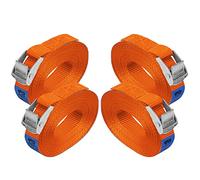 Correa de amarre cinturón de amarre con hebilla resistente a 250 kg DIN EN 12195-2, 4 piezas 2.5 cm x 6 m