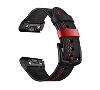 Correa de apertura rápida de cuero genuino de 22/26mm compatible con Garmin Fenix 8X/7X Pro/6X/5X Plus Tactix 8/7/Epix Pro 51/Instinct 2X(Black,22mm)