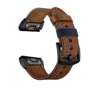 Correa de apertura rápida de cuero genuino de 22/26mm compatible con Garmin Fenix 8X/7X Pro/6X/5X Plus Tactix 8/7/Epix Pro 51/Instinct 2X(Brown,22mm)