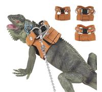 Correa de arnés de dragón barbudo, 3 tamaños, ajustable, correa de lagarto para reptiles con correa de 5.5 pies para dragón barbudo, ardilla, jerbo, chinchilla, reptil pequeño