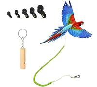 Correa de arnés de pájaro Loro antimordeduras para Entrenamiento de Vuelo al Aire Libre con 5 Piezas de Diferentes tamaños de Trabillas Suaves para los pies y Silbato de Entrenamiento (versión
