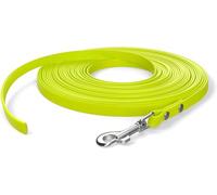 Correa de Arrastre de 15 m, Correa para Perros, 1 mosquetón, Amarillo neón, extraestrecha, repele la Suciedad y el Agua