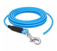 Correa de arrastre de 5 m para perros pequeños de hasta 15 kg, resistente al agua, correa redonda sin correa, correa de entrenamiento segura de rueda libre azul cian