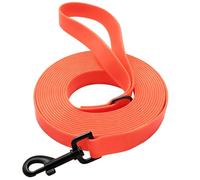 Correa de arrastre impermeable para perros, 3 m/5 m/10 m/15 m, resistente al desgarro, correa de entrenamiento con mosquetón resistente, para perros grandes y pequeños (naranja, 15 m)