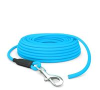 Correa de arrastre para perros, 15 m, resistente al agua, redonda, sin lazo, correa de entrenamiento segura de rueda libre, color azul cian, hasta 35 kg