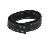 Correa de asiento de banco negro con costura decorativa blanca - hecho a mano