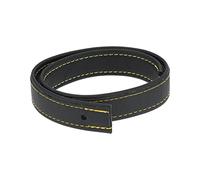 Correa de asiento negro con costura decorativa amarilla - hecho a mano
