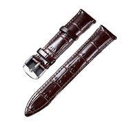 Correa de banda de vigilancia de piel de becerro de doble cara 18/19 / 20/21 / 22 mm Hebilla de acero Hombres Mujeres Reemplace los accesorios de relojes de banda (color: marrón, tamaño: 19 mm)