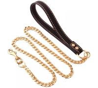 Correa de cadena para perros, correa para mascotas robusta dorada con gancho giratorio de 360° para perros de tamaño mediano caminata correr entrenamiento