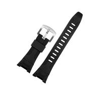 Correa de caucho adecuada for CASIO PRG-110Y / C/PRW-1300Y correa de reloj de resina negra Correa de silicona PROTREK(Black Silver Buckle)