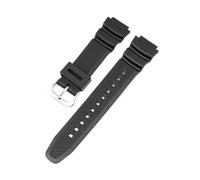 Correa de caucho compatible con Casio AQ-S810W, S800W, W-735H, SGW-300, AE-1200, W-216H y W-800H, convexa, for hombre, color negro, deportiva, de silicona, 18 mm.(KOE silver buckle)
