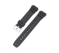 Correa de caucho compatible con Casio AQ-S810W, S800W, W-735H, SGW-300, AE-1200, W-216H y W-800H, convexa, for hombre, color negro, deportiva, de silicona, 18 mm.(KOP silver buckle)