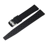 Correa de caucho tropical Fit For Oris Fit for Seiko Fit for Citizen Correa de reloj de liberación rápida 18 mm 20 mm 22 mm Correa tropical de silicona Correa de reloj inteligente(Black silver,22mm)