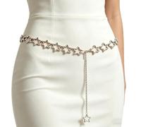 Correa de cintura genérica, Boho Star Belt, Hollow Metal Body Jewelry, Fashion Waist Accessory Chain Belt for Dresses Jeans Trousers Concierto Outfit Club Party Birthday Festival Wear Women Stylish