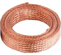Correa de conexión a tierra trenzada cobre plana 3 metros, cable trenzado flexible 5-100 mm ancho for eléctrica y a(Width 25mm)