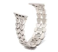 Correa de corazón compatible con correas de Apple Watch para mujer de 42 mm, 44 mm, 45 mm, 46 mm, 49 mm, correa de metal de acero inoxidable con doble forma de amor para iWatch Series 8, 7, 6, 5, 4, 3