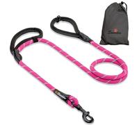 Correa de cuerda para perro, correa fuerte rosa, 2 asas acolchadas de 5 pies, perros medianos y grandes, reflectante, resistente a la intemperie.