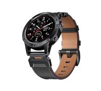 Correa de cuero adecuada for Garmin Fenix5 5S 5X 6X 7Xpro 8X, correa de reloj con accesorios de reloj de cuero genuino(Black,26MM)
