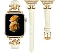 Correa de Cuero Auténtico Compatible con Apple Watch Ultra3/2/1 SE3/2/1 Series11/10/9/8/7/6/5/4/3/2/1 para Mujeres, Correa Elegante de Fantasía para 38/40/41/42/44/45/46/49 mm - Luz Estelar