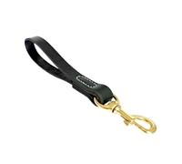 Correa de Cuero auténtico for Perros de 30/55 cm, Corta, de Cuero auténtico, for Entrenamiento y Paseo de Perros medianos y Grandes.(Black2,2 * 30cm)